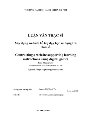 Luận văn: Xây dựng website dạy học bằng game số