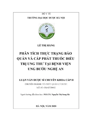 Thực trạng bảo quản và cấp phát thuốc ung thư tại Nghệ An