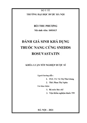 Đánh giá sinh khả dụng thuốc SNEDDS Rosuvastatin