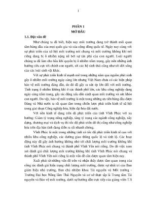 Bản đồ chất lượng không khí TP. Vĩnh Yên & Hiện trạng
