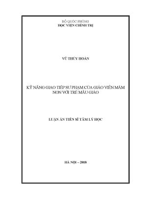 Luận án: Kỹ năng giao tiếp của giáo viên mầm non với trẻ