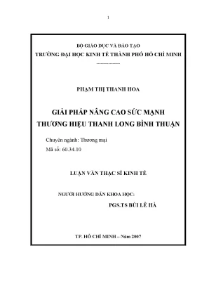 Luận văn: Giải pháp cho thương hiệu thanh long Bình Thuận