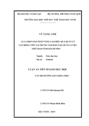 Giải pháp nâng cao hiệu quả quản lý VĐV tại Hải Dương