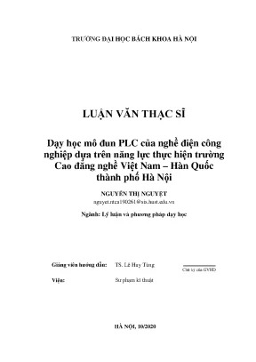 Dạy học PLC theo năng lực thực hiện ngành Điện Công nghiệp