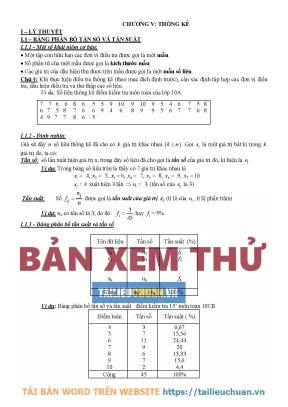 Thống Kê: Lý Thuyết & Bài Tập Về Bảng Phân Bố Tần Số