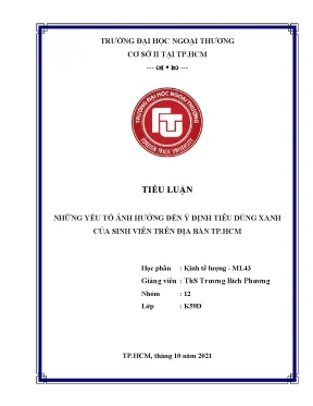 5 Yếu tố ảnh hưởng tiêu dùng xanh của sinh viên