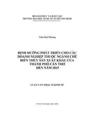 Luận văn ngành chế biến thủy sản xuất khẩu Cần Thơ