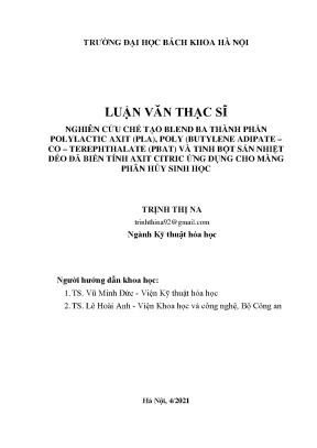 Màng phân hủy sinh học từ PLA/PBAT/tinh bột sắn biến tính