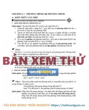 Tổng Hợp Lý Thuyết Phương Trình, Hệ Phương Trình Chi Tiết