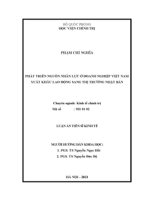Luận án: Phát triển NNL cho XKLĐ sang Nhật Bản