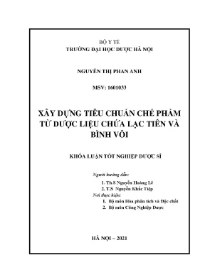 Xây dựng tiêu chuẩn chế phẩm Lạc tiên và Bình vôi