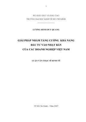 Luận văn: Giải pháp đầu tư vào Nhật Bản cho DN Việt Nam