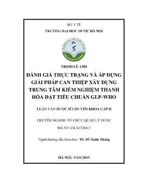 Thực trạng & giải pháp xây dựng TTKN Thanh Hóa đạt GLP-WHO