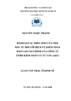 Luận văn: Sự thỏa mãn nhà đầu tư với dịch vụ kiểm toán