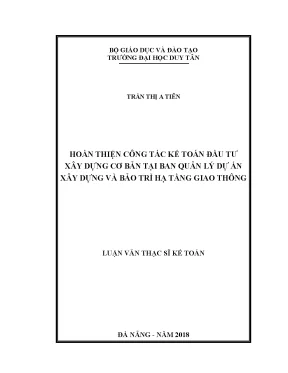Hoàn thiện kế toán đầu tư XDCB tại Ban Quản lý dự án
