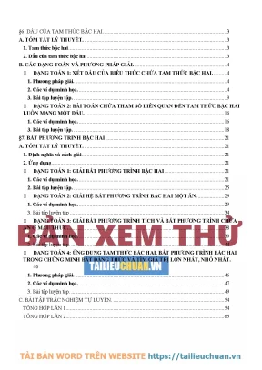Dấu của Tam thức bậc hai và Bất phương trình bậc hai