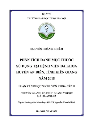 Phân tích danh mục thuốc BVĐK An Biên Kiên Giang năm 2018