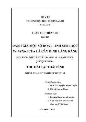 Hoạt tính sinh học in vitro của lá cây Đinh Lăng Răng