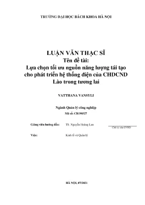 Tối ưu năng lượng tái tạo cho hệ thống điện Lào