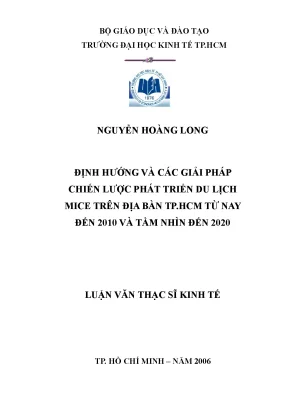 Luận văn chiến lược phát triển du lịch MICE TP.HCM