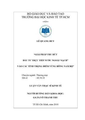 Luận văn giải pháp thu hút đầu tư FDI 'sạch' Đông Nam Bộ