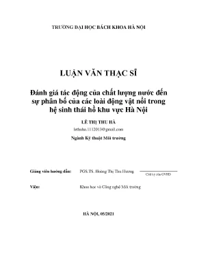 Chất lượng nước ảnh hưởng động vật nổi hồ Hà Nội