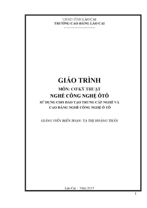 Giáo trình cơ kỹ thuật nghề công nghệ ô tô trường cđ lào cai