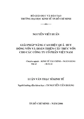 Luận văn: Nâng cao hiệu quả huy động và cấu trúc vốn