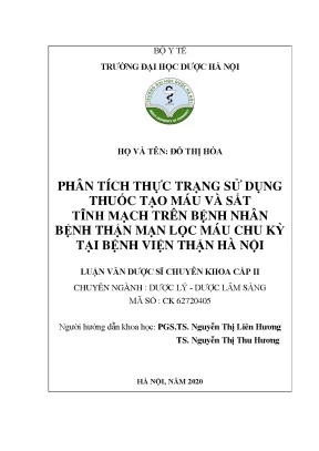 Thuốc tạo máu & sắt tĩnh mạch cho bệnh nhân lọc máu