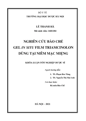 Bào chế gel in situ Triamcinolon cho niêm mạc miệng