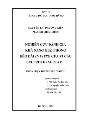 Nghiên cứu giải phóng kéo dài của vi cầu Leuprolid Acetat