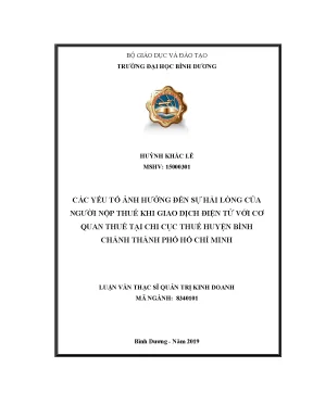 Yếu tố ảnh hưởng hài lòng người nộp thuế giao dịch điện tử