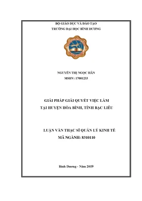 Giải pháp giải quyết việc làm tại huyện Hòa Bình, Bạc Liêu
