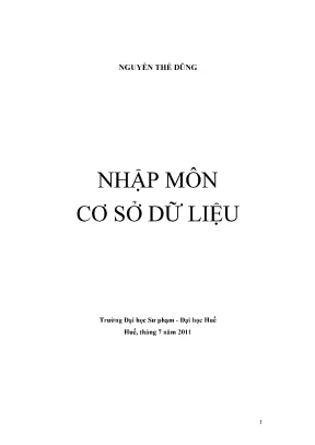 Giáo trình Nhập môn Cơ sở Dữ liệu - Nguyễn Thế Dũng