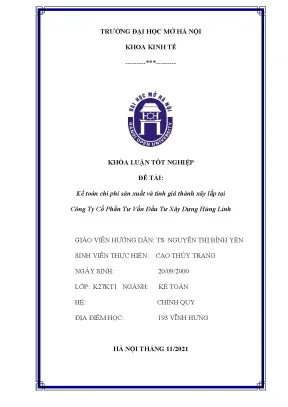 Kế toán chi phí sản xuất và tính giá thành xây lắp tại doanh nghiệp