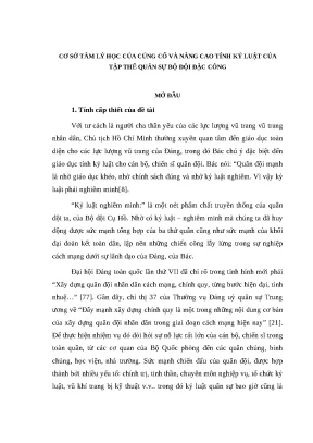 Củng cố kỷ luật quân sự Đặc công: Cơ sở tâm lý học