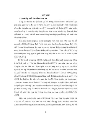 Quản lý nhà nước cấp huyện về GDMN, TH, THCS vùng ĐBSCL