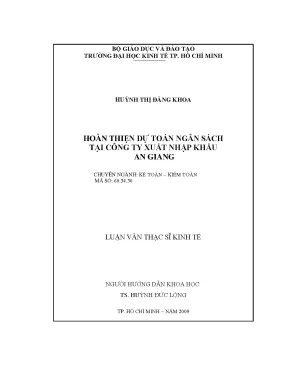 Tài liệu luận văn hoàn thiện dự toán ngân sách tại công ty xuất nhập khẩu