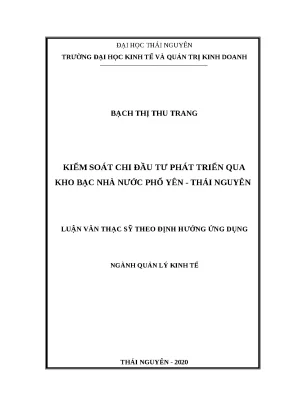 Kiểm soát chi đầu tư phát triển qua Kho bạc Nhà nước Phổ Yên - Thái Nguyên