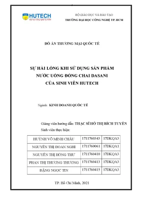 Đánh giá sự hài lòng sinh viên HUTECH với nước uống Dasani
