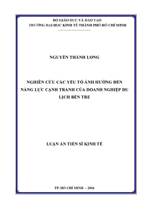 Yếu tố ảnh hưởng năng lực cạnh tranh doanh nghiệp du lịch Bến Tre