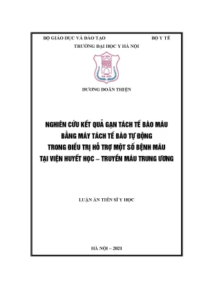 Nghiên cứu gạn tách tế bào máu tự động điều trị bệnh máu