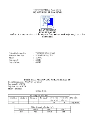 Phân tích dự án đầu tư xây dựng nhà biệt thự cho thuê