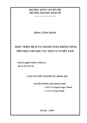 Luận án ts phat trien dich vu thanh toan khong dung tien mat cho khu vuc dan cu o viet nam