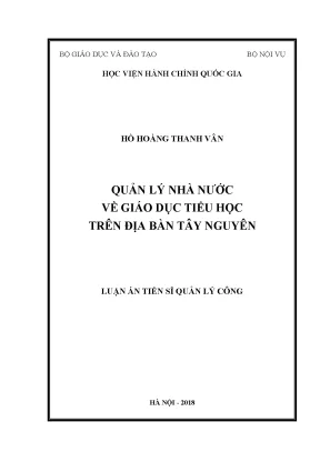 Quản lý nhà nước về giáo dục tiểu học tại Tây Nguyên