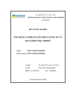 Nghiên cứu ứng dụng vi khuẩn lactic xử lý hạt đậu phộng
