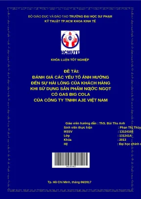 Đánh giá yếu tố ảnh hưởng sự hài lòng khách hàng Big Cola