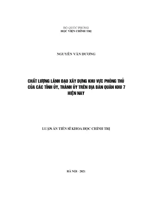 Chất lượng lãnh đạo xây dựng khu vực phòng thủ tỉnh ủy QK7
