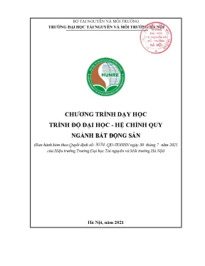 Chương trình đào tạo Đại học ngành Bất động sản - ĐH Tài nguyên và Môi trường Hà Nội
