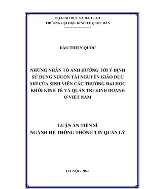 Nhân tố ảnh hưởng tới ý định sử dụng OER của sinh viên đại học kinh tế